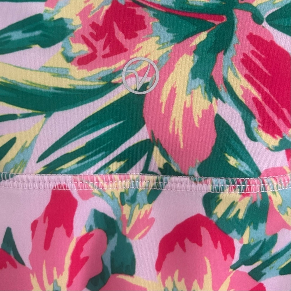 VOGO Athletica Tropical Floral Skort Pink Active Skirt w/ Built-In Shorts Size L - Picture 6 of 9